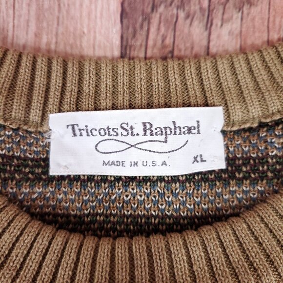 Vtg Tricots St Raphael Sweater Men XL Geometric Abstract Grandpa Coogi Style USA - Picture 12 of 16